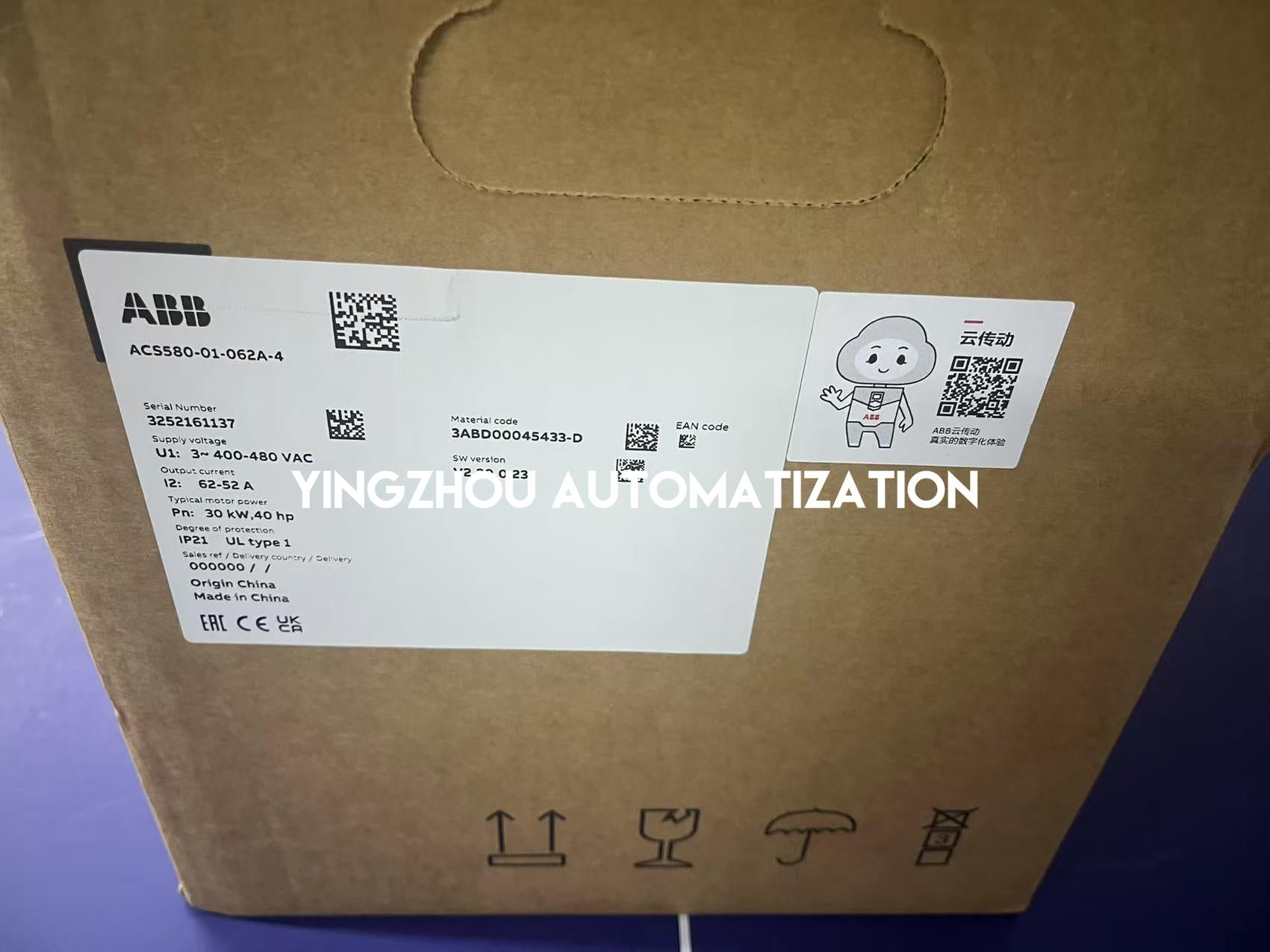 ABB ACS580 All-Compatible Drive | 30kW (40HP) 400V 3-Phase | ACS580-01-062A-4 High-Performance VFD | Brand New Original-vezhoo