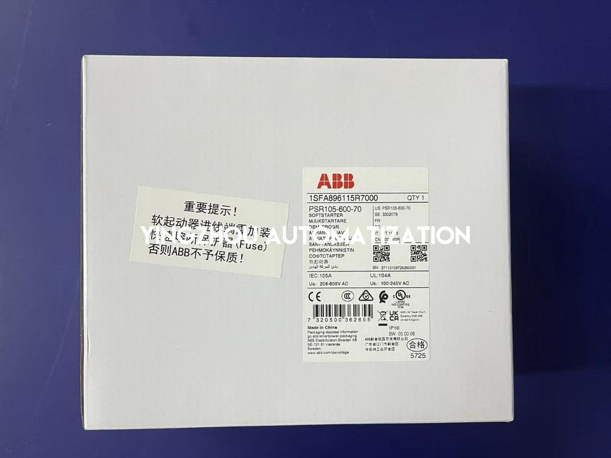 ABB PSR Soft Starter | 105A 55kW (75HP) 600V | PSR105-600-70 Efficient Motor Control | Brand New Original-vezhoo