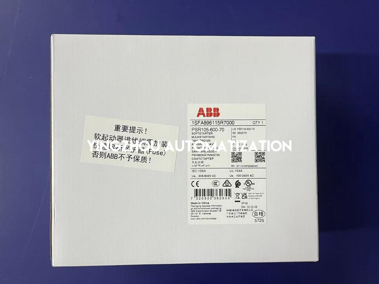 ABB PSR Soft Starter | 105A 55kW (75HP) 600V | PSR105-600-70 Efficient Motor Control | Brand New Original-vezhoo