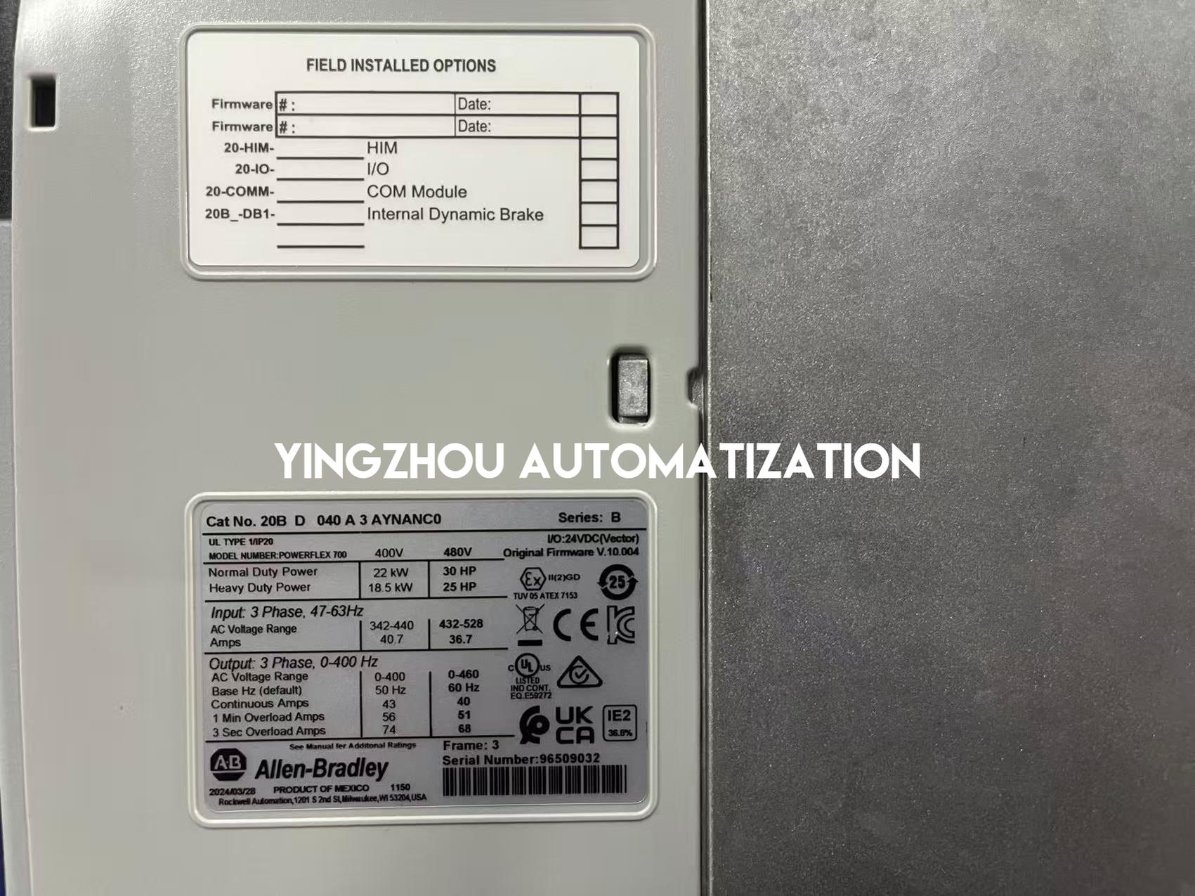 Allen-Bradley 20BD040A0AYNANC0 PowerFlex 700 AC Drive | 480V | 30HP | 40A | IP20 VFD-vezhoo