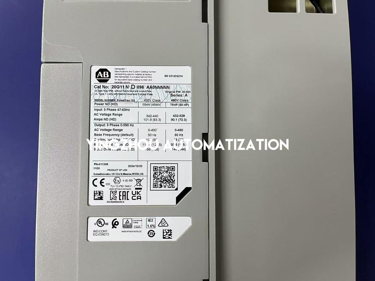 Allen-Bradley 20G11ND096AA0NNNNN PowerFlex 755 VFD | 75 HP, 480V AC, Frame 5-vezhoo