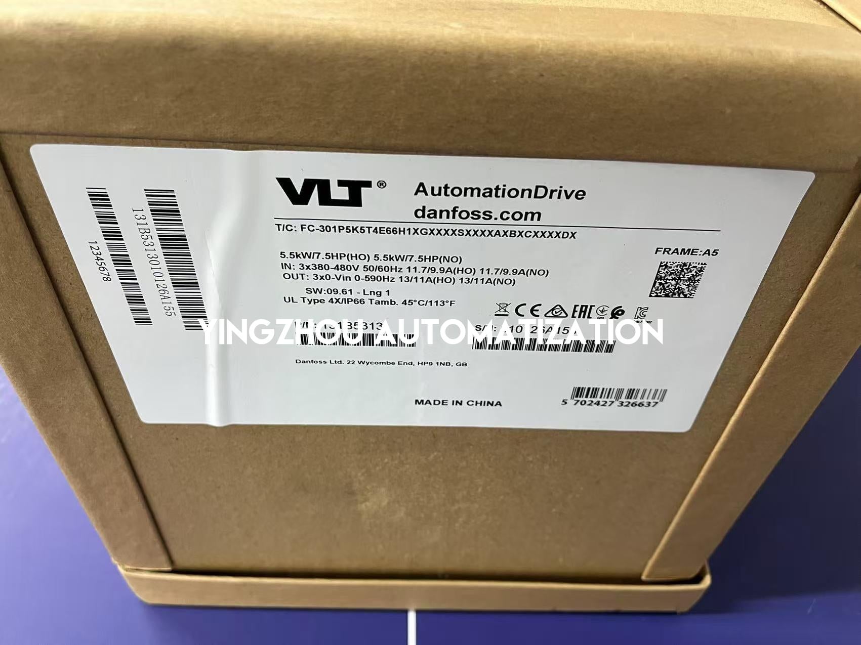 Danfoss VLT AutomationDrive FC 301 | 5.5kW (7.5HP) 3-Phase 380-480V | 131B5313 IP66/NEMA 4X VFD | FC-301P5K5 Model | Brand New Original-vezhoo