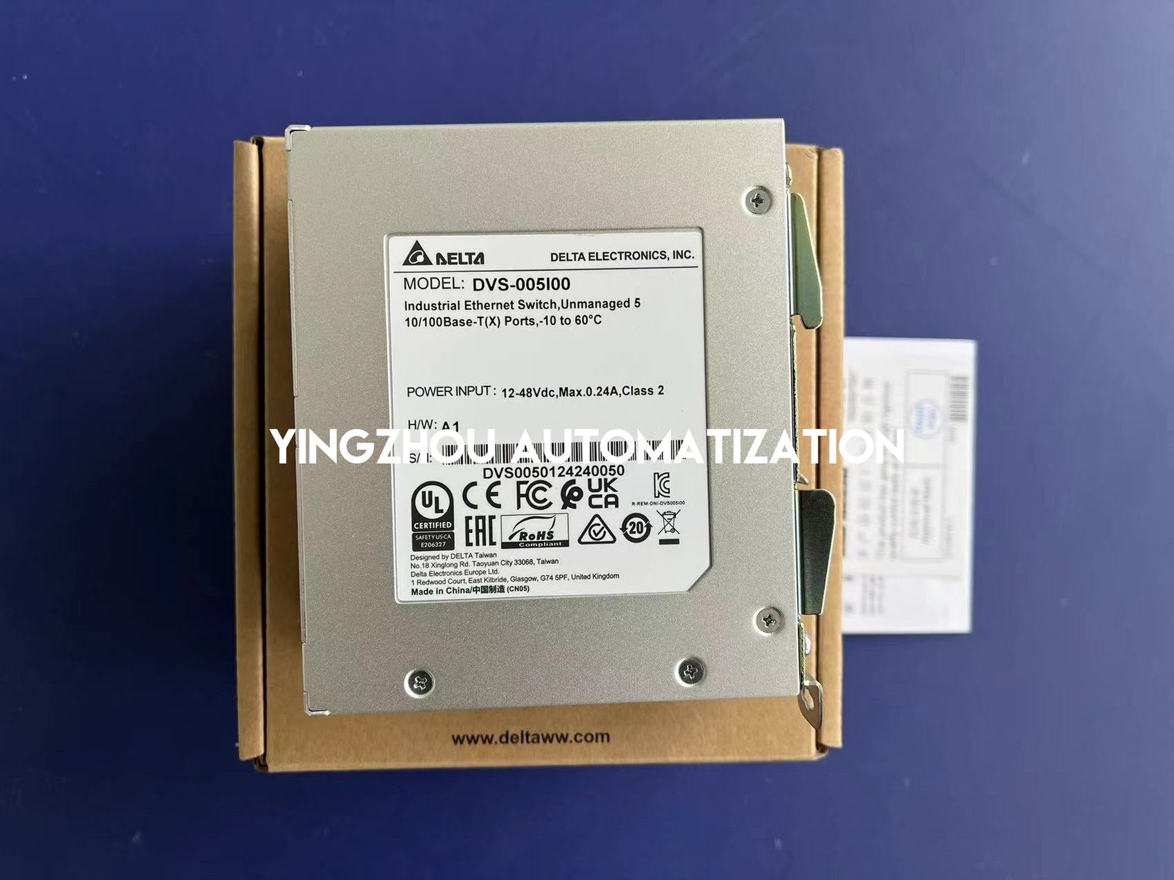 Delta DVS Series Industrial 5-Port Unmanaged Ethernet Switch DVS-005I00 - 10/100Base-T, DIN-Rail-vezhoo