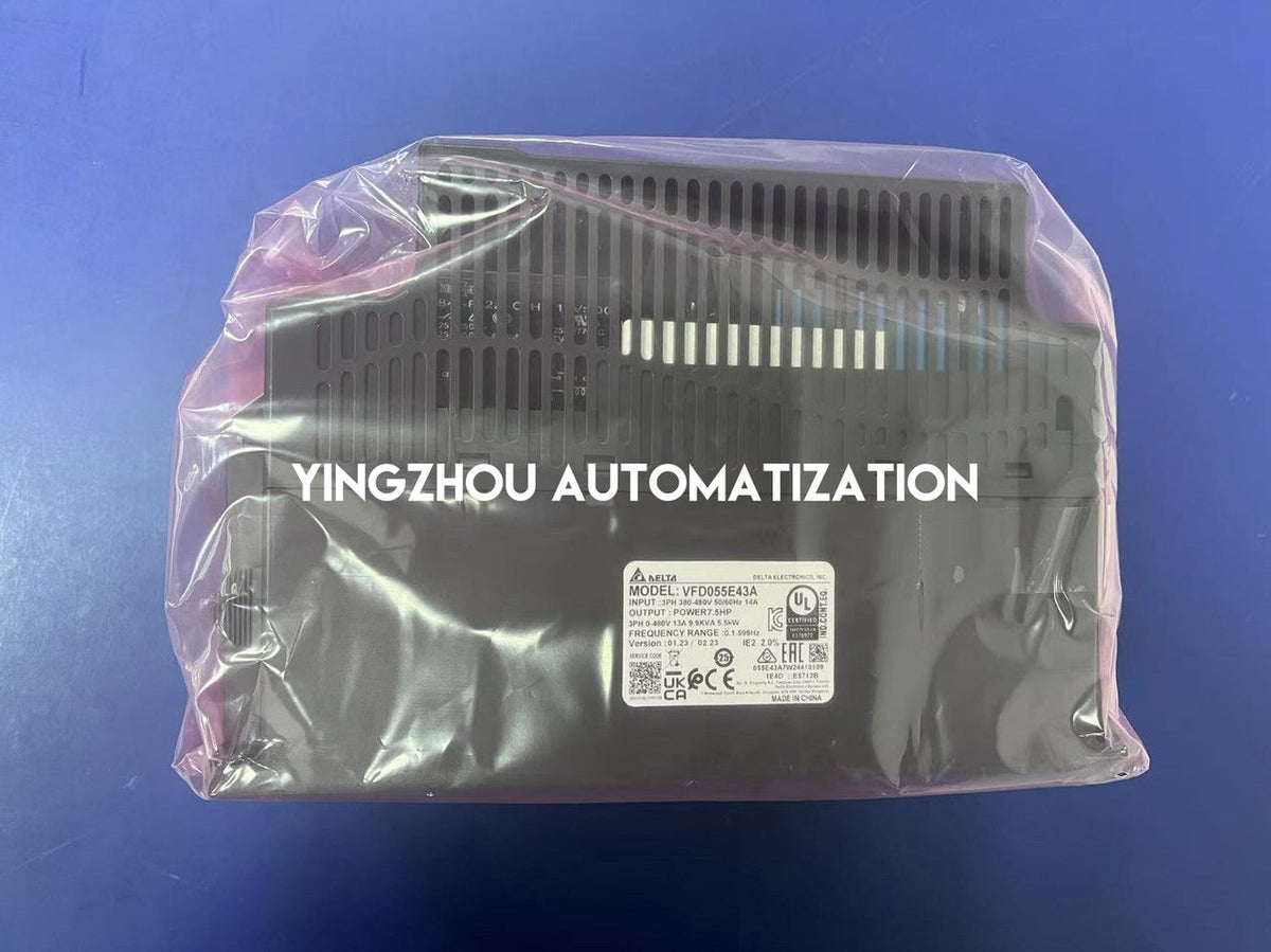 Delta VFD-E Series VFD055E43A Inverter - 5.5kW (7.5HP), 3-Phase 460V, Built-in PLC-vezhoo