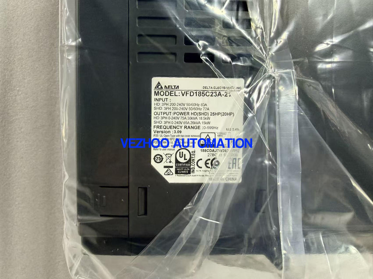 Delta VFD185C23A-21 C2000 Series 18.5kW 25HP 230V 3-Phase AC Drive VFD-vezhoo