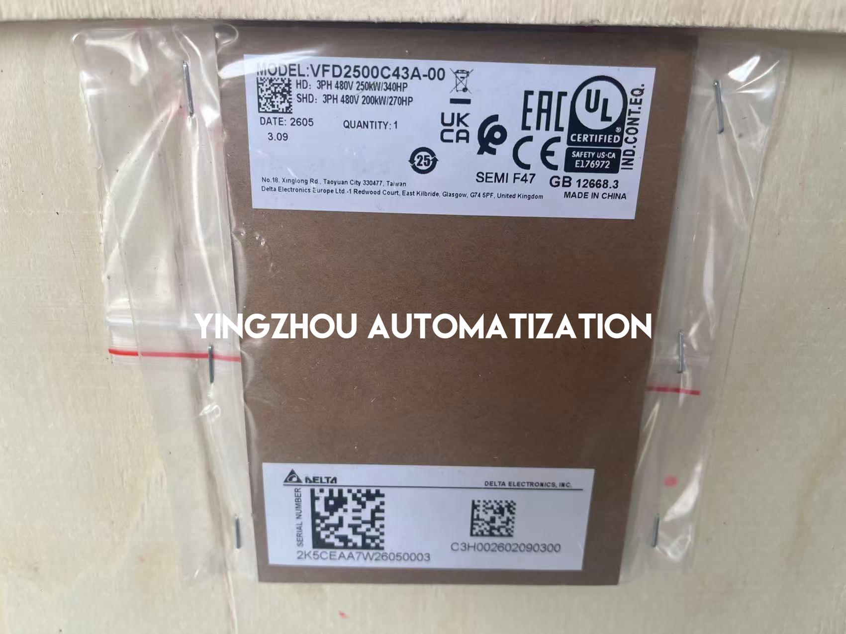 Delta VFD2500C43A-00 C2000+ Series VFD - 340HP (250kW), 460V, 3-Phase, IP00-vezhoo