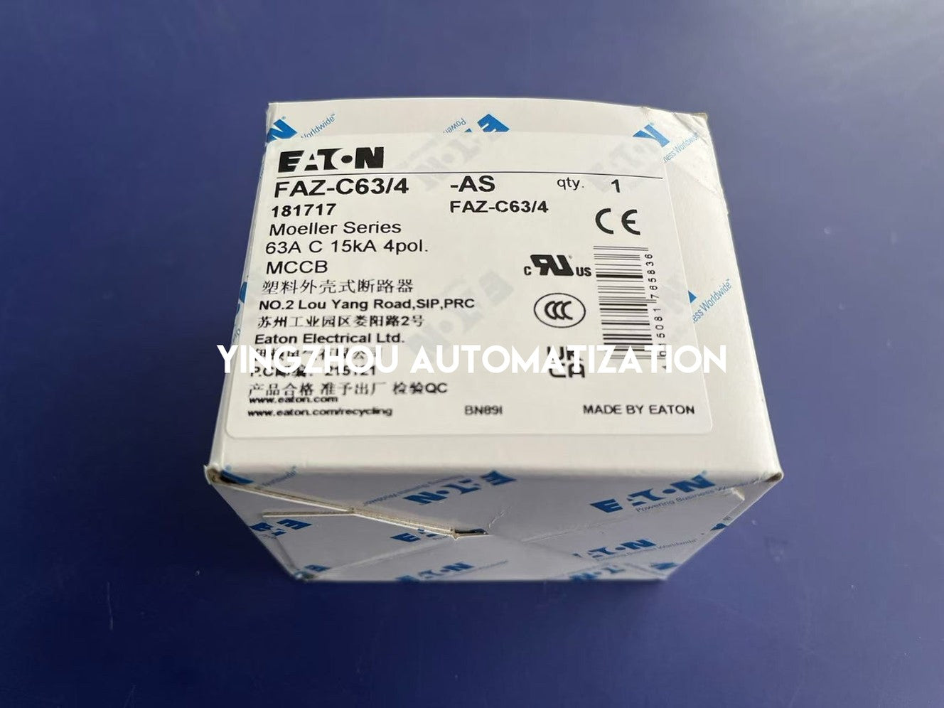 Eaton Moeller FAZ-C63/4 Miniature Circuit Breaker | 4-Pole, 63A, Type C Curve-vezhoo