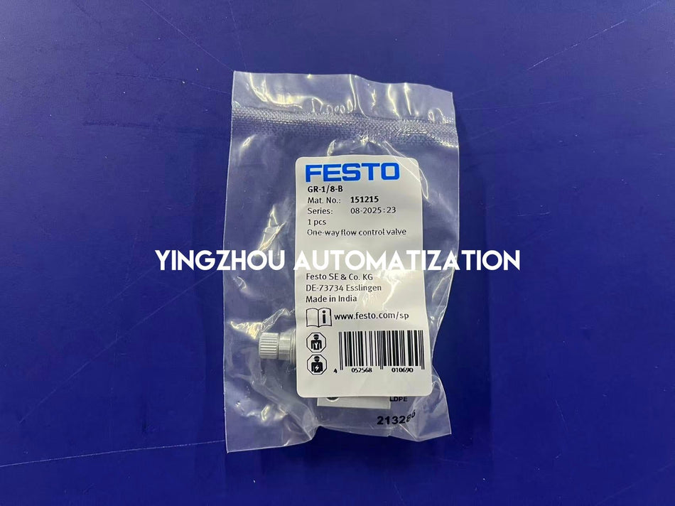 Festo 151215 GR-1/8-B One-Way Flow Control Valve | In-line | G1/8" Ports-vezhoo