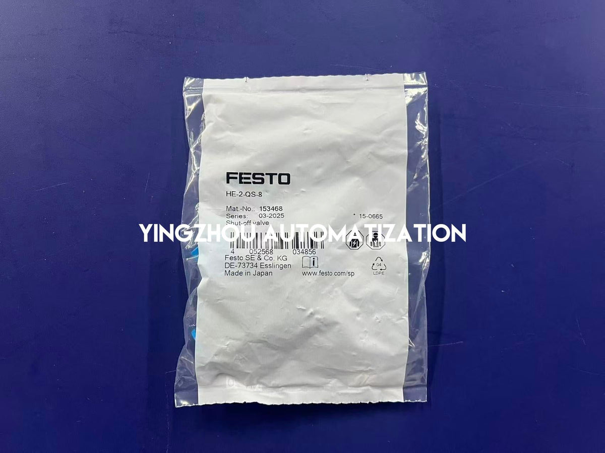 Festo 153468 HE-2-QS-8 Manual Shut-Off Valve | 8mm Push-In | 2/2-Way Bistable-vezhoo