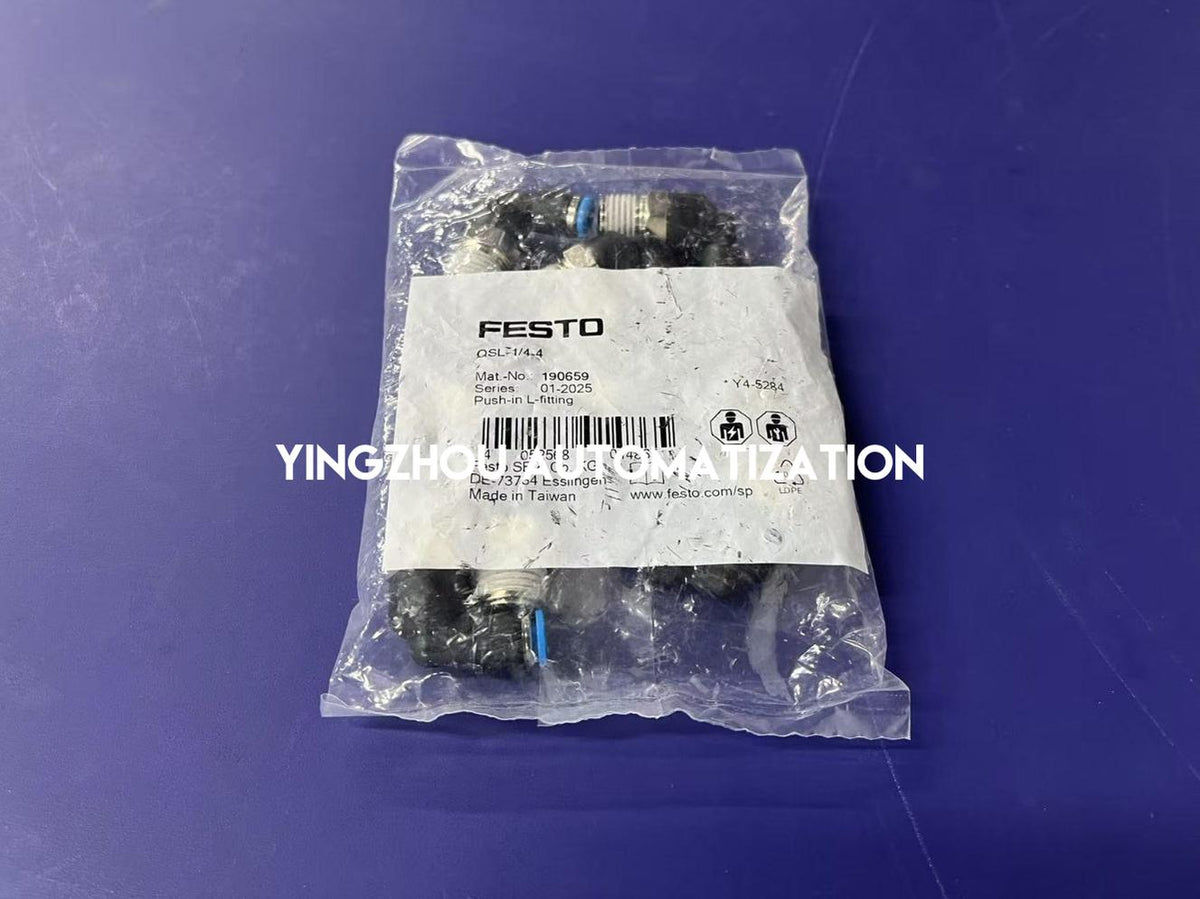 Festo 190659 QSL-1/4-4 Push-in Fitting | G1/4" to 4mm Tube | 90° Elbow-vezhoo