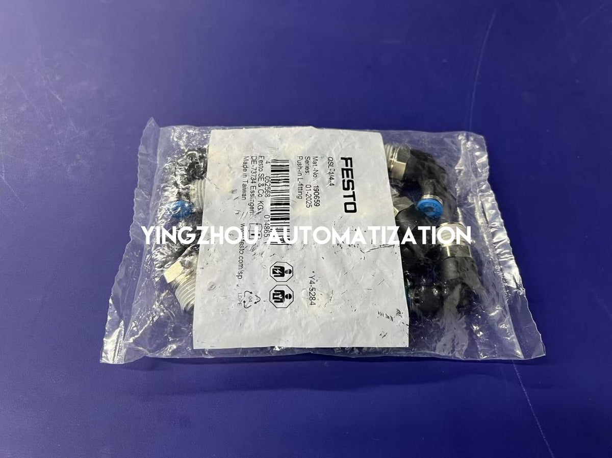 Festo 190659 QSL-1/4-4 Push-in Fitting | G1/4" to 4mm Tube | 90° Elbow-vezhoo