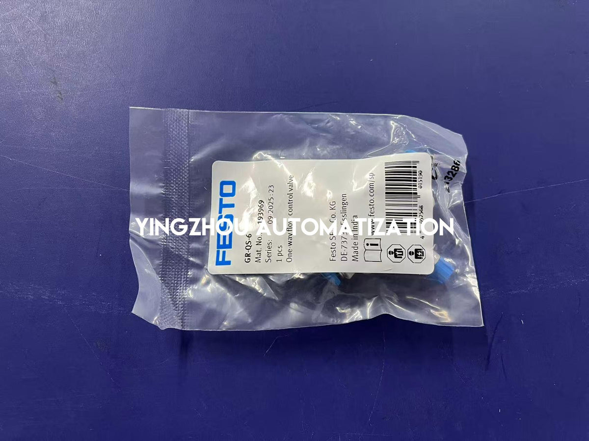 Festo 193969 GR-QS-6 One-Way Flow Control Valve | 6mm Push-In | Inline-vezhoo