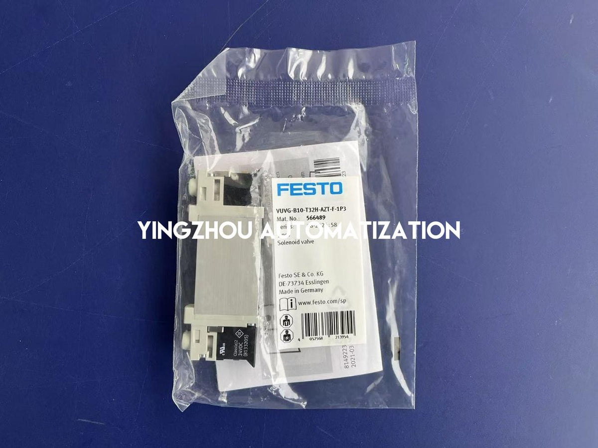 Festo 566489 VUVG-B10-T32H-AZT-F-1P3 Solenoid Valve | 2x 3/2-Way (NO/NC) | 24V DC | 10mm-vezhoo