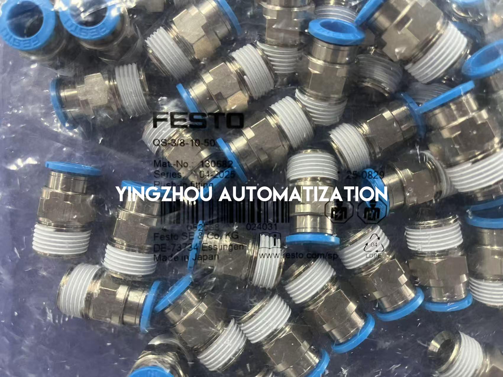 Festo QS-3/8-10-50 Push-In Fitting | 3/8" NPT Thread to 10mm OD Tube | 50-Pack | 130682-vezhoo