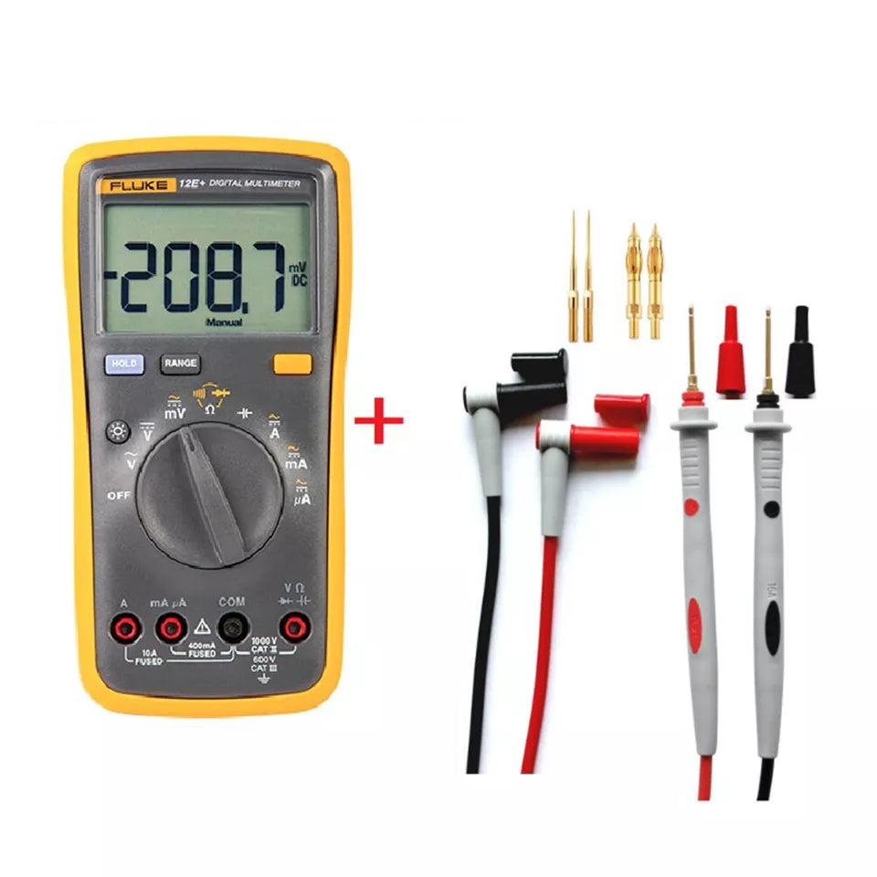 Fluke 12E+ Digital Multimeter - Large Display, Rugged Reliability, 600V Safety Rated-vezhoo
