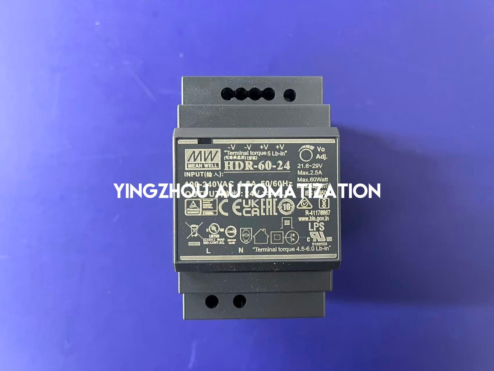 MEAN WELL HDR-60-24 DIN Rail Power Supply - 60W, 24V DC, 2.5A, Ultra Slim-vezhoo