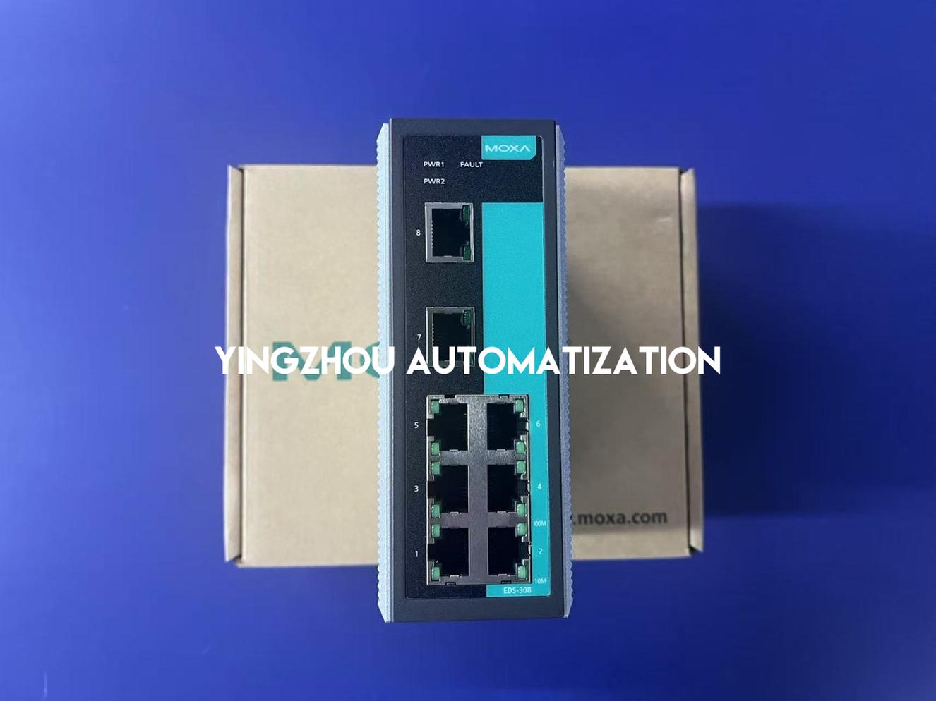 Moxa EDS-308 Industrial Unmanaged Ethernet Switch - 8 Ports, 10/100BaseT(X)-vezhoo
