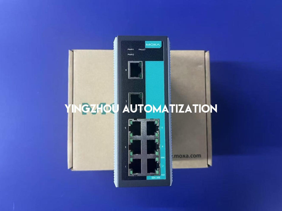 Moxa EDS-308 Industrial Unmanaged Ethernet Switch - 8 Ports, 10/100BaseT(X)-vezhoo