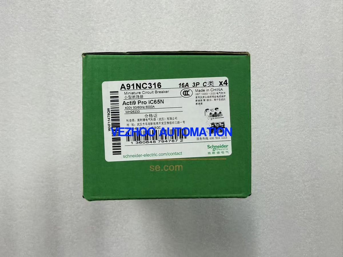 Schneider A91NC316 Acti9 iC60N 3P 16A C Curve Miniature Circuit Breaker-Vezhoo Automation