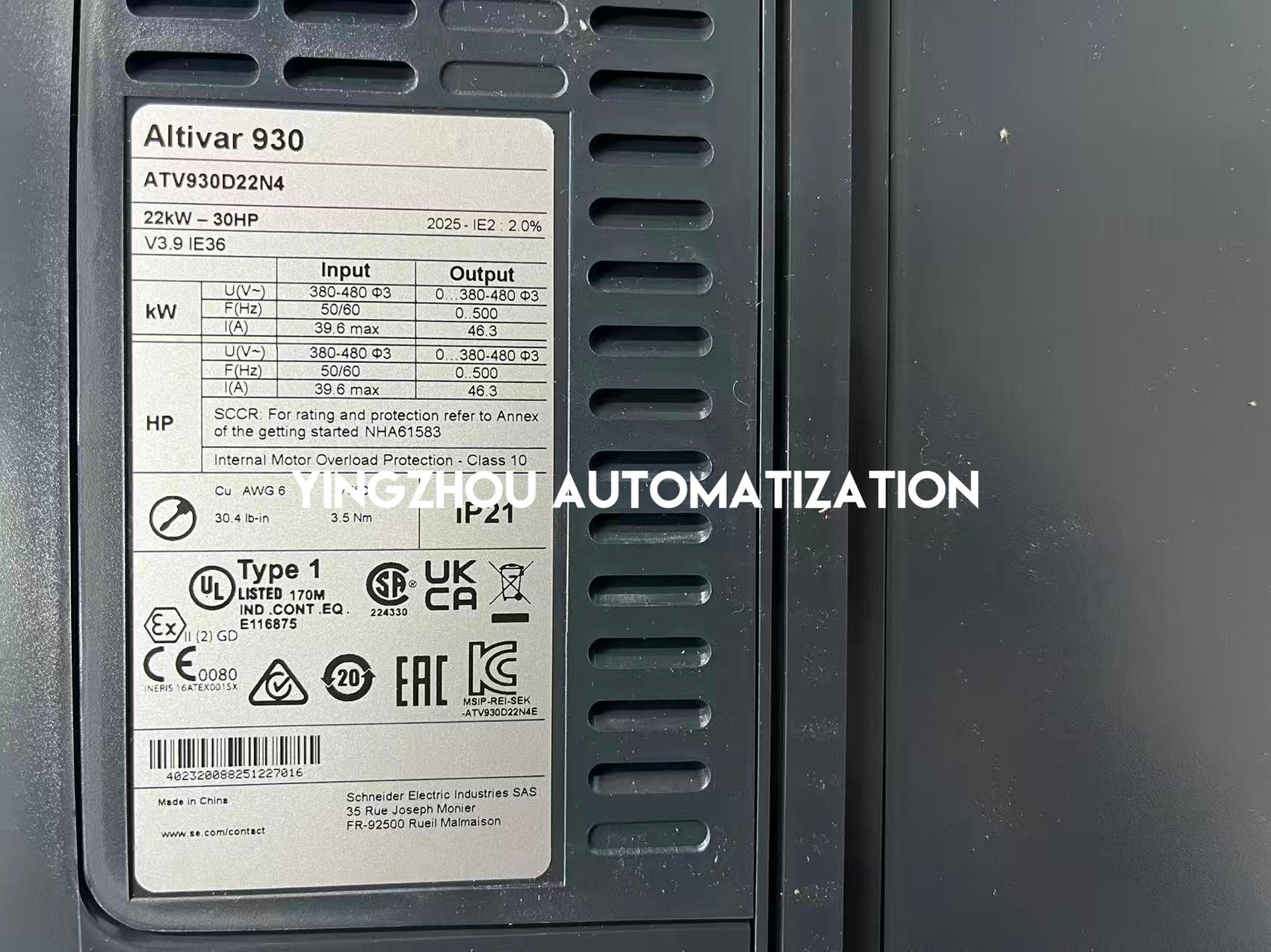 Schneider Electric ATV930D22N4 Altivar Process 930 VFD - 22kW (30HP) 380-480V 3-Ph High-Torque | Brand New Original Sealed-vezhoo