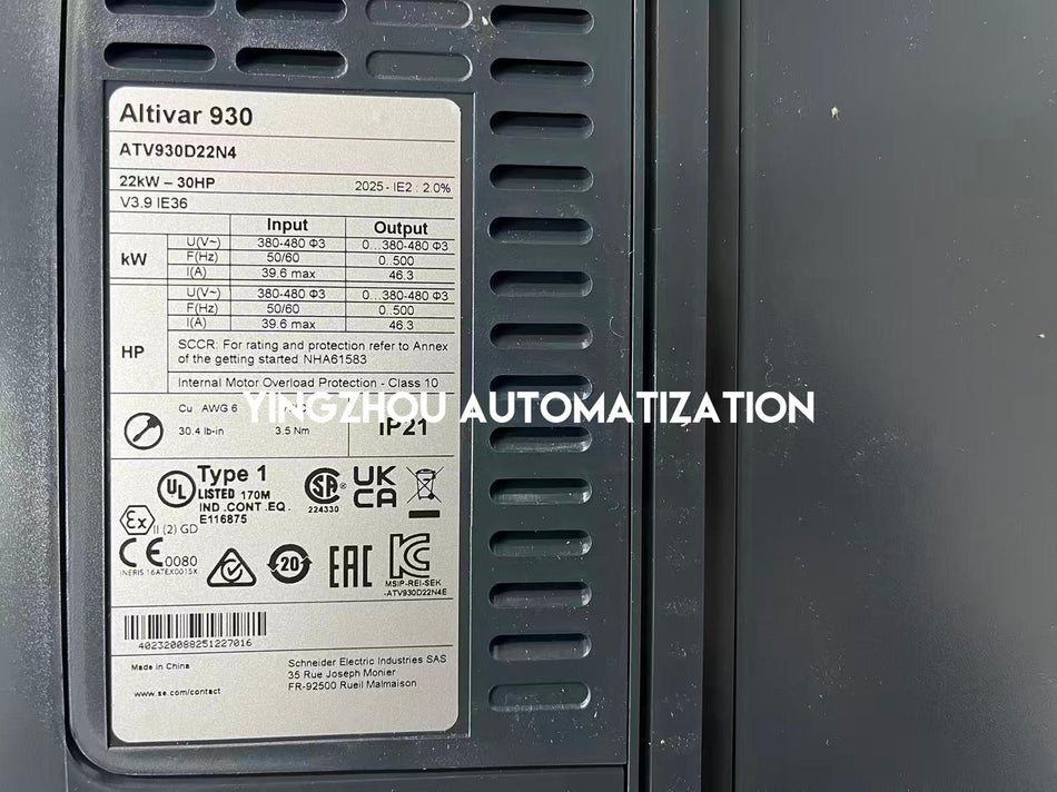 Schneider Electric ATV930D22N4 Altivar Process 930 VFD - 22kW (30HP) 380-480V 3-Ph High-Torque | Brand New Original Sealed-vezhoo