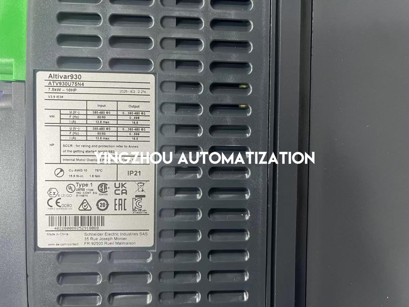 Schneider Electric ATV930U75N4 Altivar Process ATV930 VFD | 7.5kW 10HP | 3-Phase 380-480V | Built-in Ethernet | Brand New Original Genuine-vezhoo