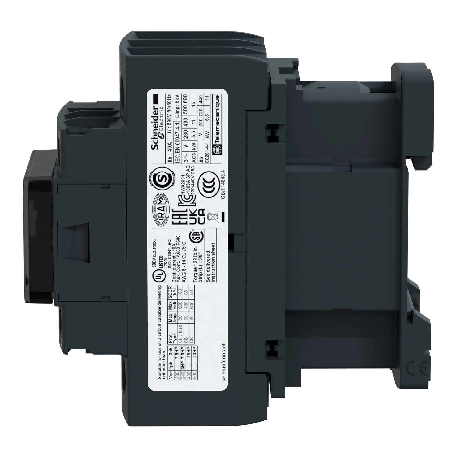 Schneider Electric LC1D25BD TeSys Deca Contactor | 3P, 25A, 24V DC Coil, 11kW, 1NO+1NC-vezhoo