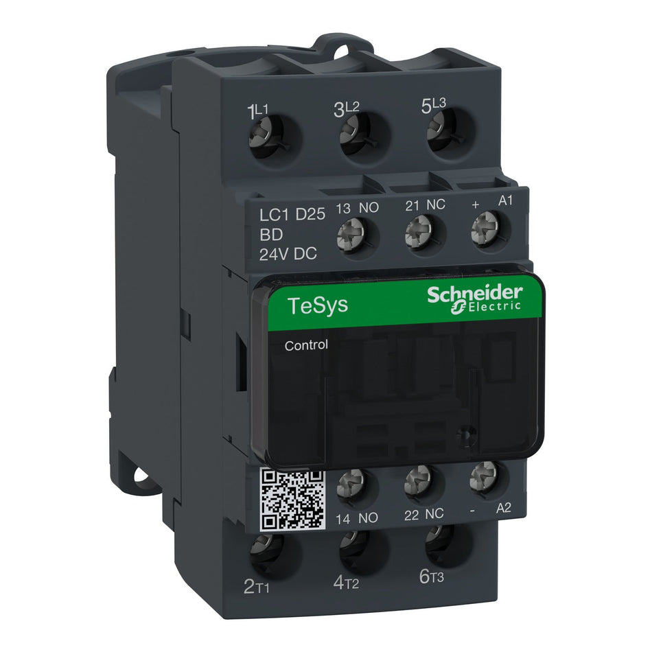 Schneider Electric LC1D25BD TeSys Deca Contactor | 3P, 25A, 24V DC Coil, 11kW, 1NO+1NC-vezhoo