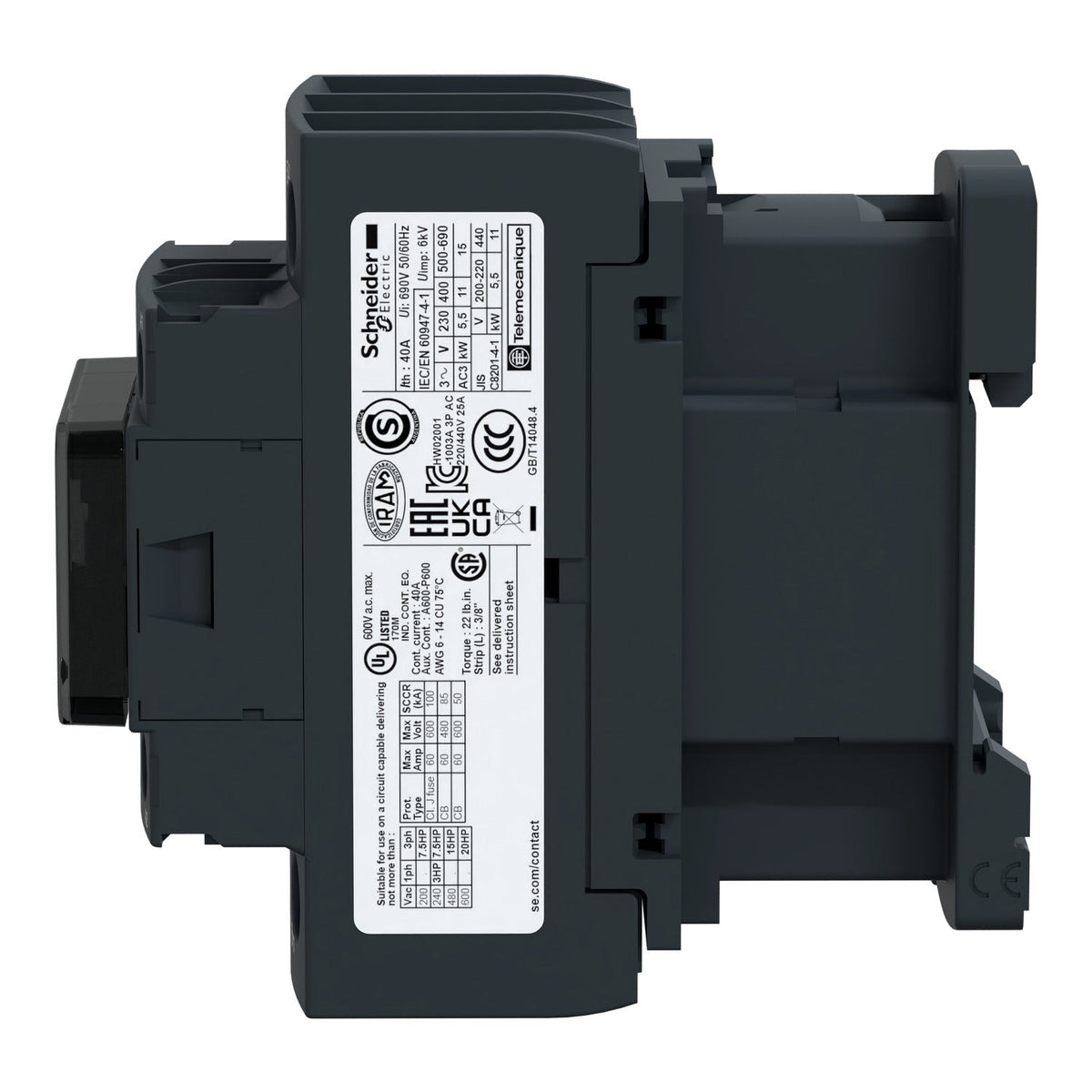 Schneider Electric LC1D38M7 TeSys Deca Contactor | 3P, AC-3 38A, 220V AC Coil, 18.5kW-vezhoo