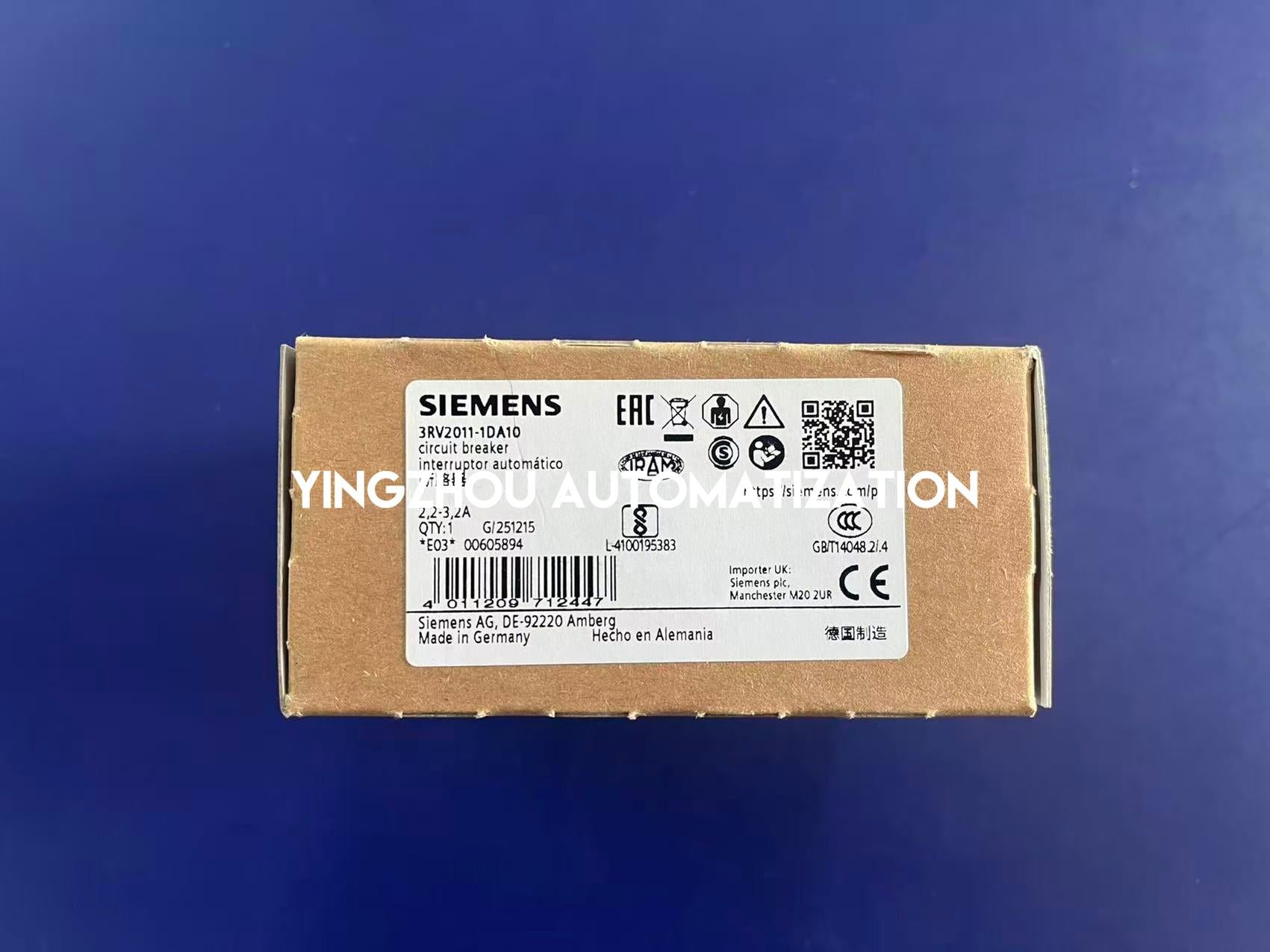 Siemens 3RV2011-1DA10 SIRIUS Motor Starter Protector | 2.2A - 3.2A | Size S00 | Class 10-vezhoo