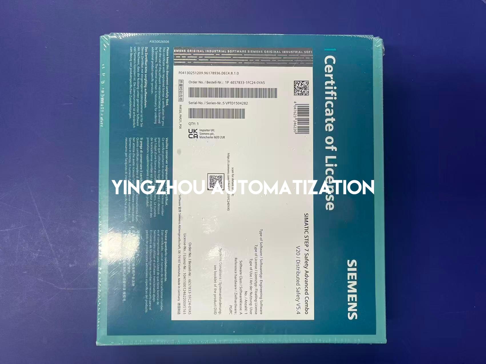Siemens 6ES7833-1FC24-0YA5 SIMATIC S7 F-Systems Programming License | TIA Portal V17 | Safety Advanced-vezhoo