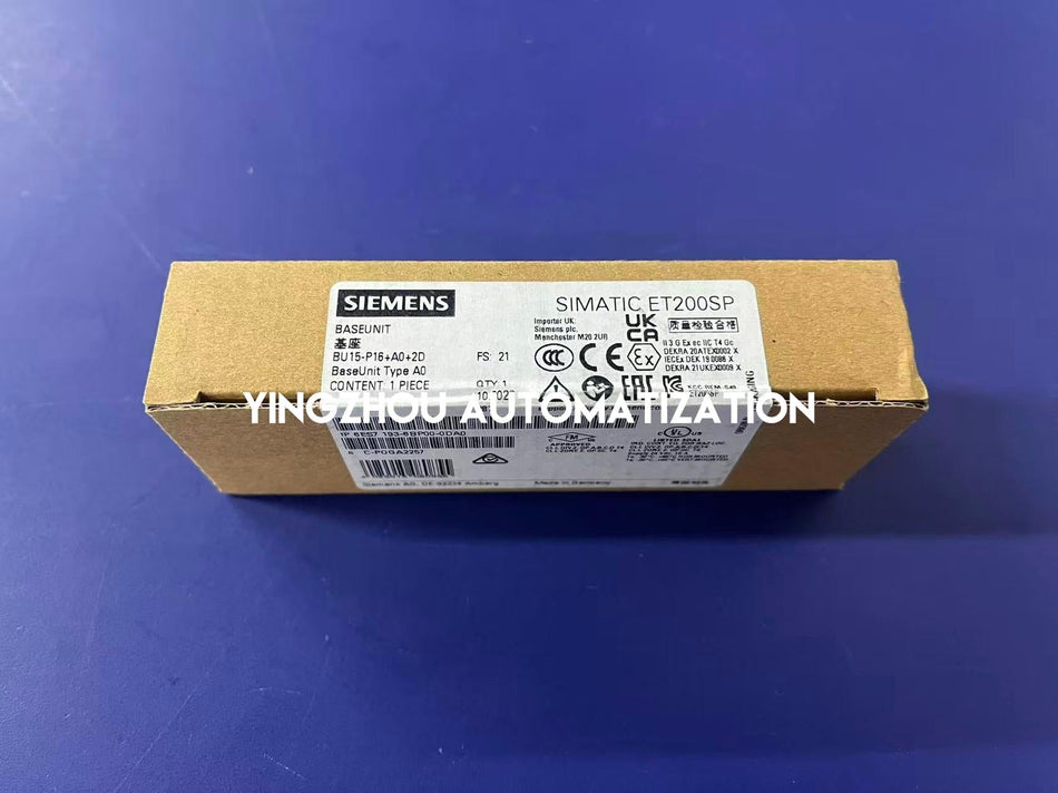Siemens SIMATIC ET 200SP BaseUnit BU15-P16+A0+2D | Type A0 | 6ES7193-6BP00-0DA0-vezhoo
