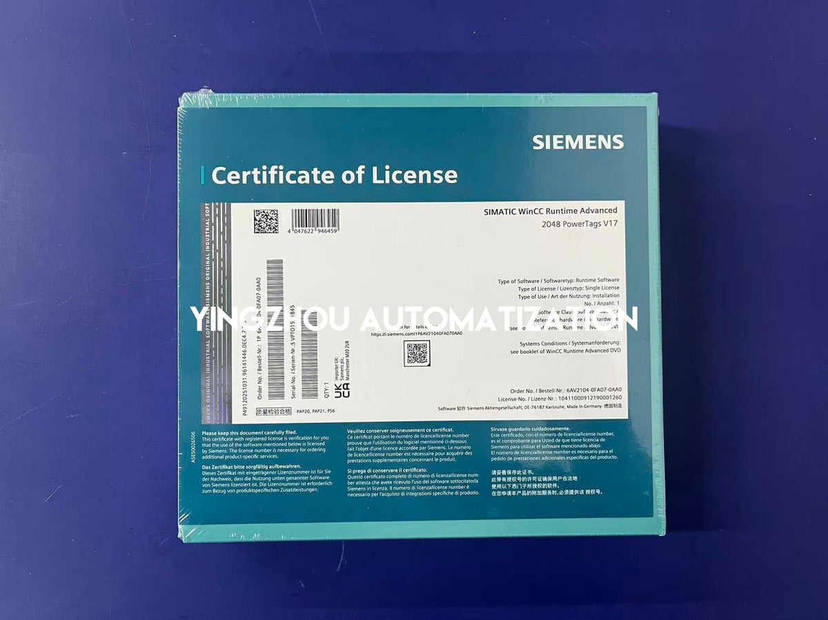 Siemens SIMATIC WinCC Unified V19 PC Runtime | 10k Tags SCADA License | 6AV2104-0FA07-0AA0-vezhoo