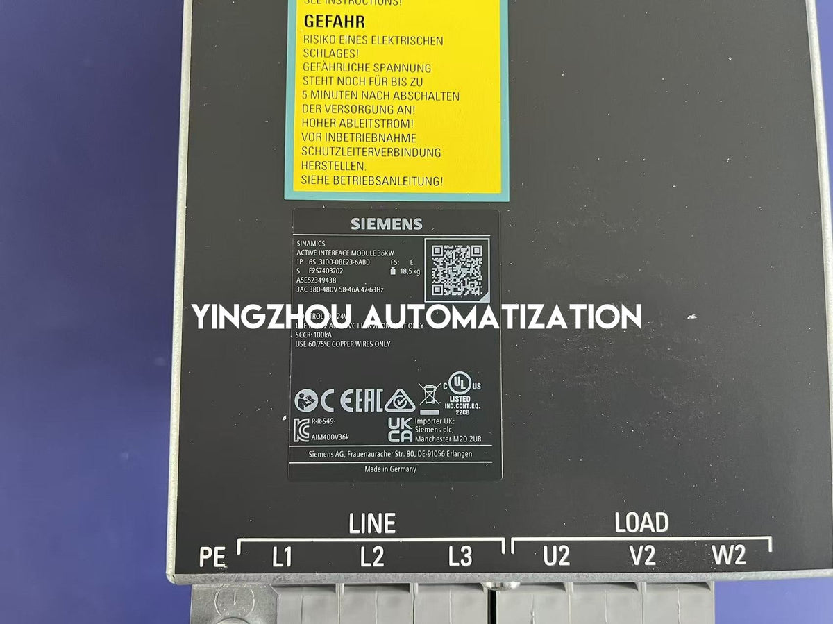 Siemens 6SL3100-0BE23-6AB0 SINAMICS S120 Active Interface Module - 36kW | Original Drive Component-vezhoo